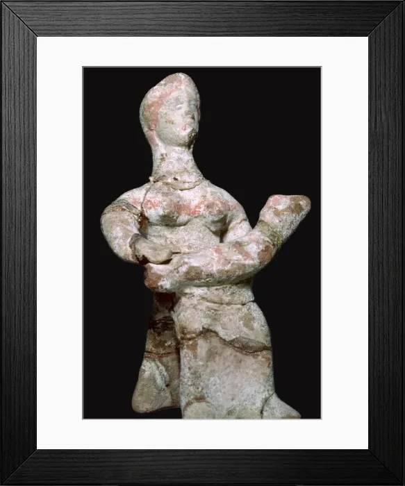 Framed Print : Greek terracotta statuette of a woman with a baby Framed Print : Greek terracotta statuette of a woman with a baby