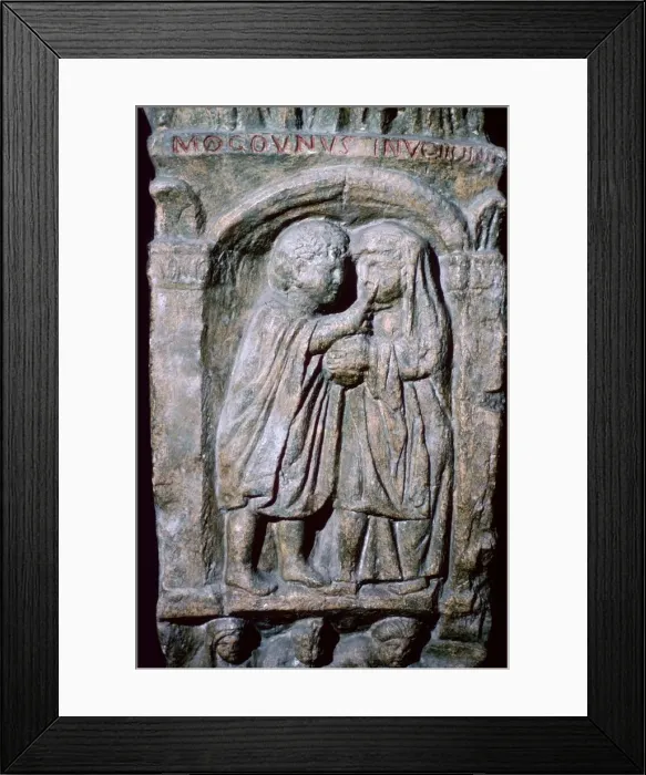 Framed Print : Roman relief of an oculist at work Framed Print : Roman relief of an oculist at work
