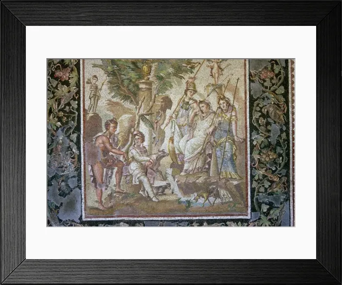 Framed Print : Roman mosaic of the judgement of Paris Framed Print : Roman mosaic of the judgement of Paris