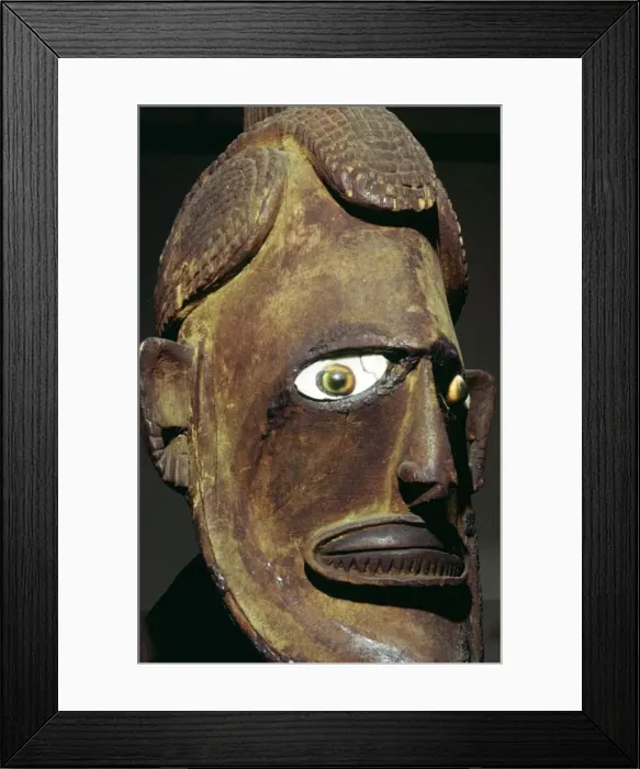 Framed Print : Head of a wooden figure from New Ireland, Melanesian Framed Print : Head of a wooden figure from New Ireland, Melanesian