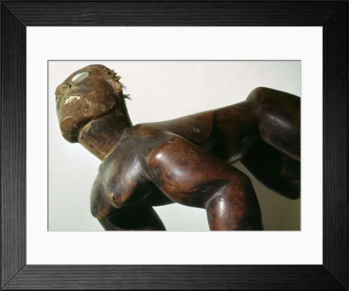 Framed Print : Wooden human form figure, Polynesian, (18th century?) Framed Print : Wooden human form figure, Polynesian, (18th century?)