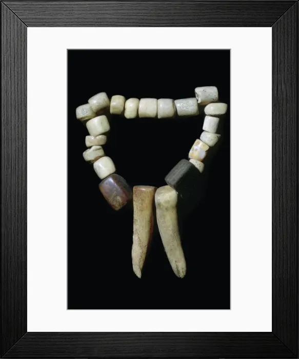 Framed Print : Bone and stone Neolithic necklace Framed Print : Bone and stone Neolithic necklace