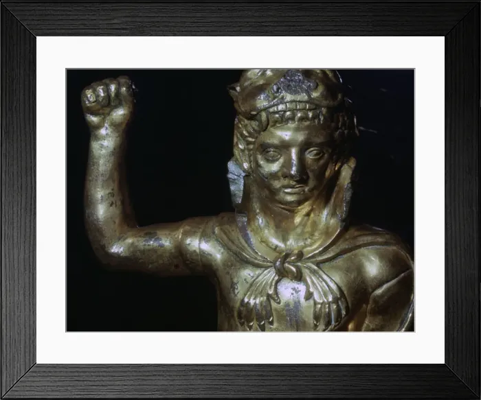 Framed Print : Copper alloy figure of Hercules wearing a lion skin, 2nd century