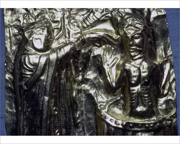 Gilt panel of King Haralds baptism probably Harald Hardrada (c. 1015 -1066)