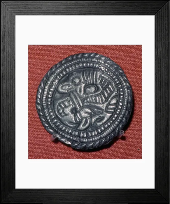 Framed Print : Viking pewter disc-brooch, 10th century Framed Print : Viking pewter disc-brooch, 10th century