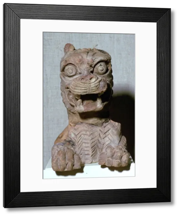 Framed Print : Babylonian lion-headed terracotta monster, probably representing one of the seven evil genii Framed Print : Babylonian lion-headed terracotta monster, probably representing one of the seven evil genii