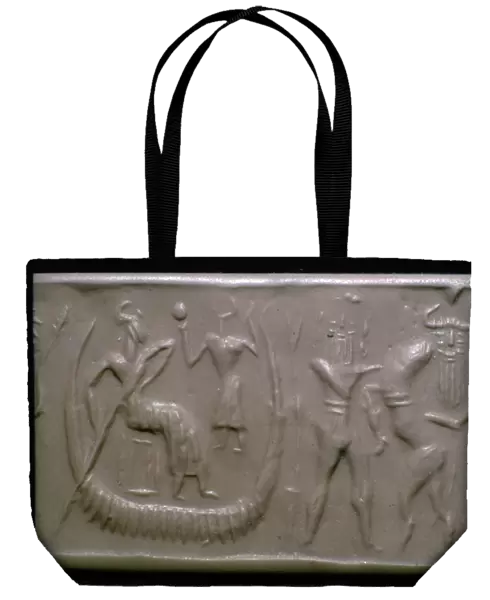 Akkadian cylinder-seal impression showing the flood-epic