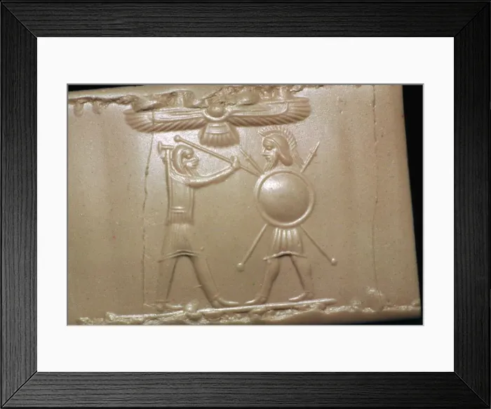 Framed Print : Achaemenid cylinder-seal impression referring to the Greek wars Framed Print : Achaemenid cylinder-seal impression referring to the Greek wars