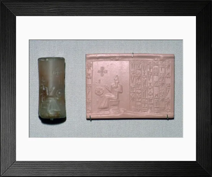Framed Print : Chalcedony cylinder-seal in the first Kassite style Framed Print : Chalcedony cylinder-seal in the first Kassite style