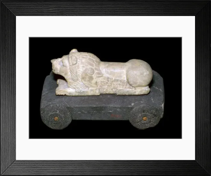 Framed Print : Persian lion mounted on a wheeled carriage Framed Print : Persian lion mounted on a wheeled carriage