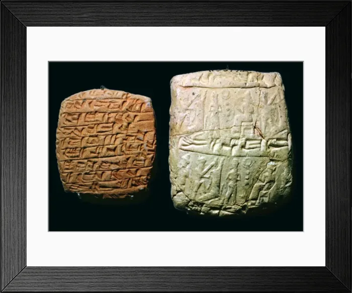 Framed Print : Hittite clay tablet and envelope