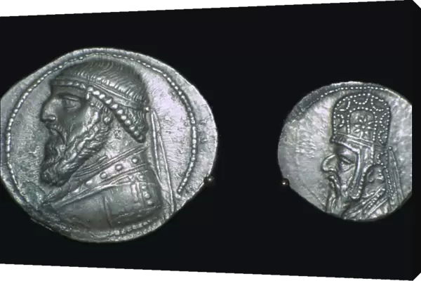 Two coins of Mithridates II of Parthia