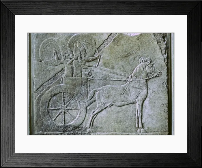 Framed Print : Relief of an Assyrian Chariot Framed Print : Relief of an Assyrian Chariot