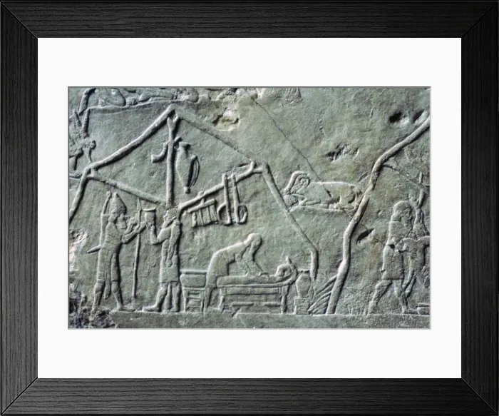 Framed Print : Assyrian relief of a military camp Framed Print : Assyrian relief of a military camp