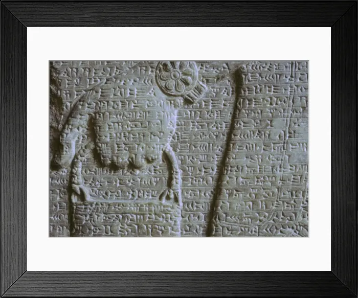 Framed Print : Detail of the hand on a relief of an Assyrian genie Framed Print : Detail of the hand on a relief of an Assyrian genie