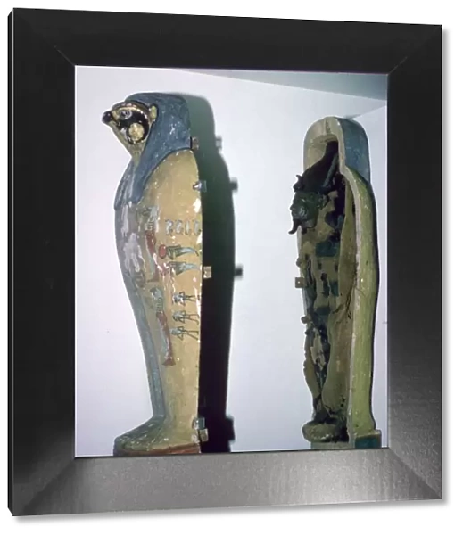 Egyptian small falcon-headed wooden coffin