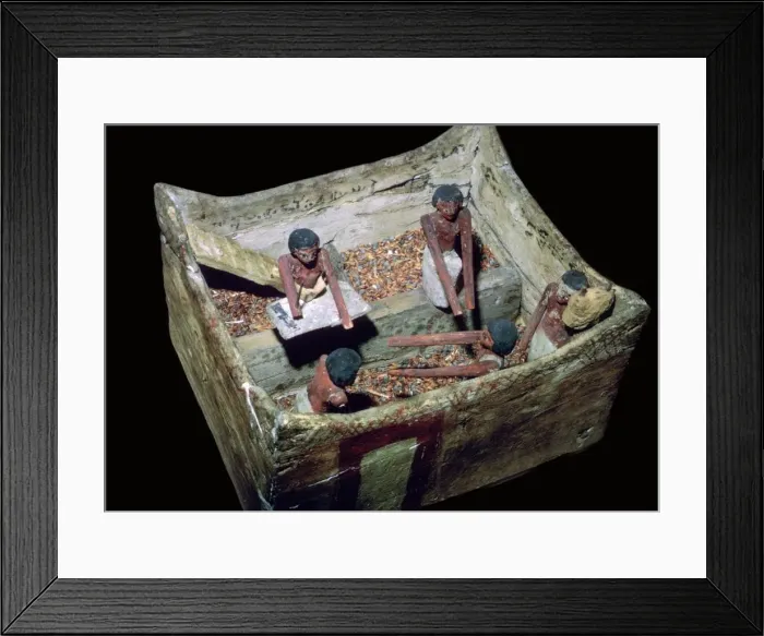 Framed Print : Egyptian model of workers in a grain store Framed Print : Egyptian model of workers in a grain store