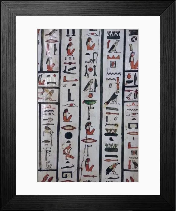 Framed Print : Detail from a mummy-case showing Horus and Osiris Framed Print : Detail from a mummy-case showing Horus and Osiris