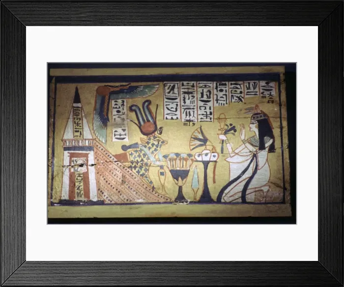 Framed Print : Egyptian painting on a wooden shabti box Framed Print : Egyptian painting on a wooden shabti box