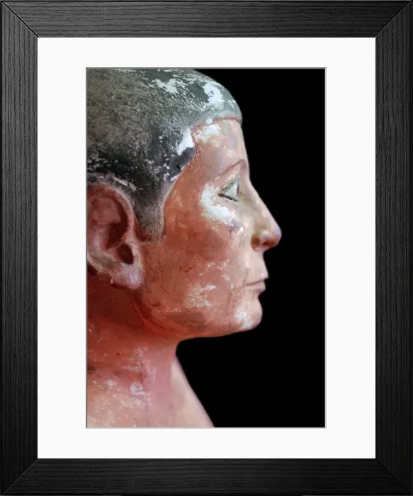 Framed Print : Close up of an Egyptian seated scribe model Framed Print : Close up of an Egyptian seated scribe model