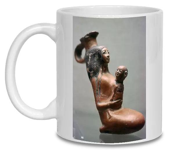 Egyptian mother and child vase