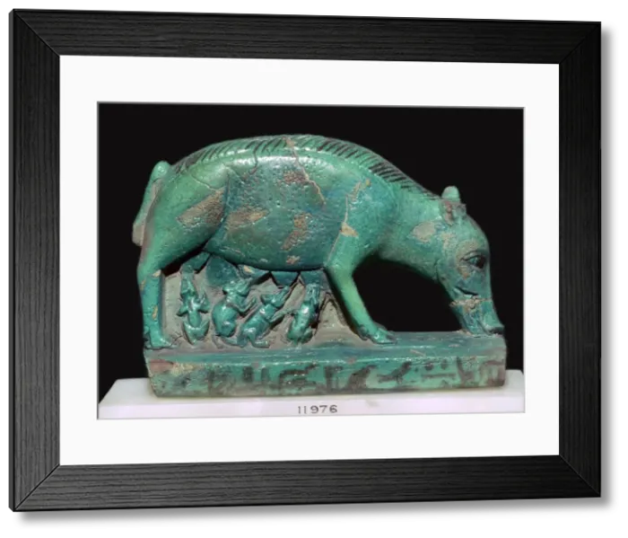 Framed Print : Egyptian faience statuette of a sow and piglets Framed Print : Egyptian faience statuette of a sow and piglets