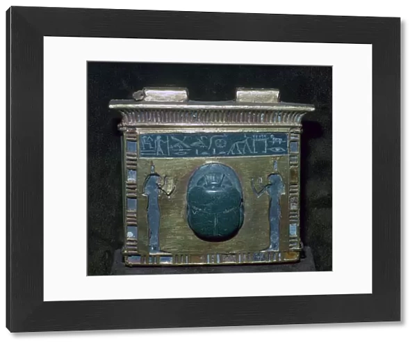 Egyptian gold pectoral with scarab