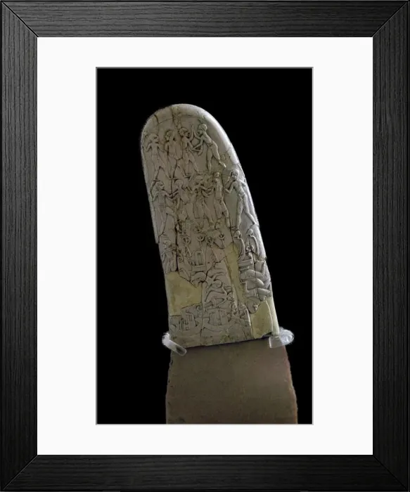 Framed Print : Egyptian ivory handle of a dagger Framed Print : Egyptian ivory handle of a dagger