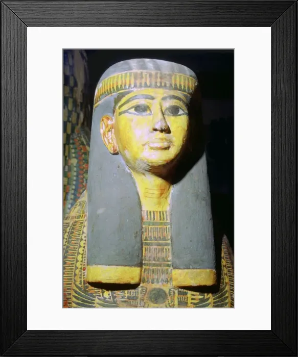 Framed Print : Egyptian painted wooden mummy board, 11th century BC Framed Print : Egyptian painted wooden mummy board, 11th century BC