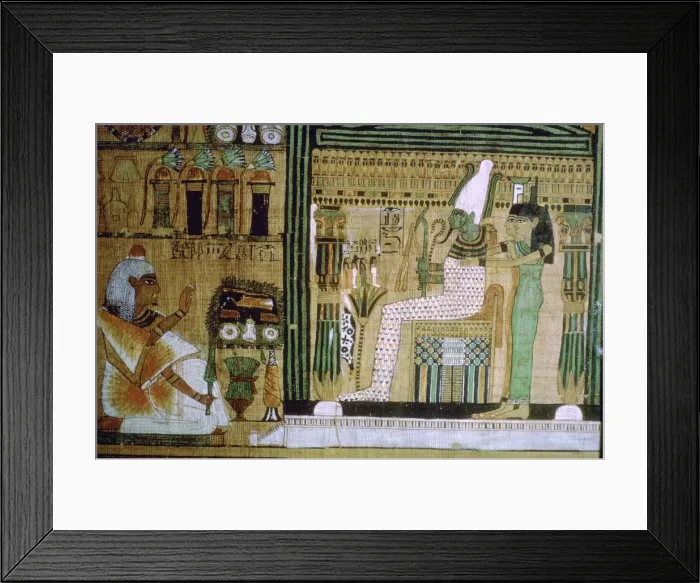 Framed Print : Egyptian Book of the Dead of the deceased kneeling before the gods of the underworld Framed Print : Egyptian Book of the Dead of the deceased kneeling before the gods of the underworld