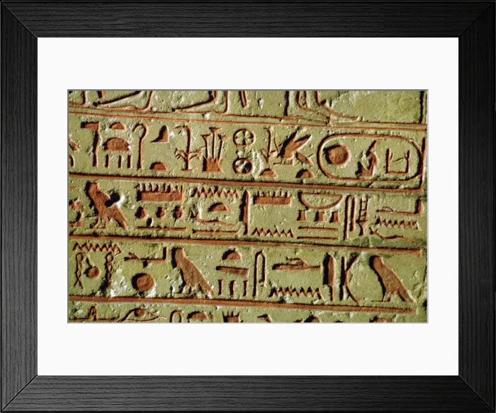 Framed Print : Egyptian hieroglyphs on a funerary stele Framed Print : Egyptian hieroglyphs on a funerary stele