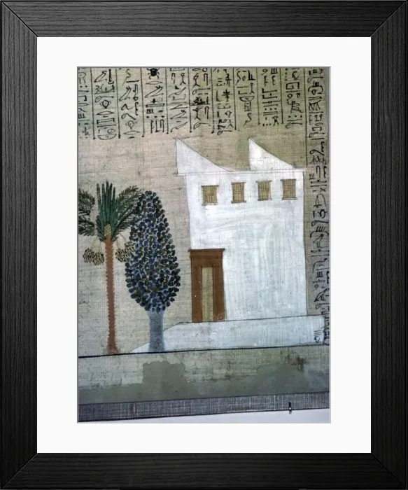 Framed Print : Egyptian image of a white-plastered brick house, 14th century BC Framed Print : Egyptian image of a white-plastered brick house, 14th century BC