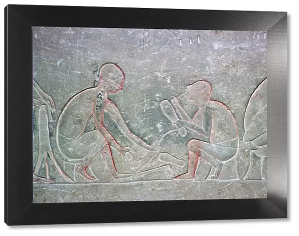 Egyptian relief showing shoemakers, 14th century BC
