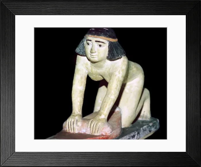 Framed Print : Painted figure of an Egyptian servant making bread