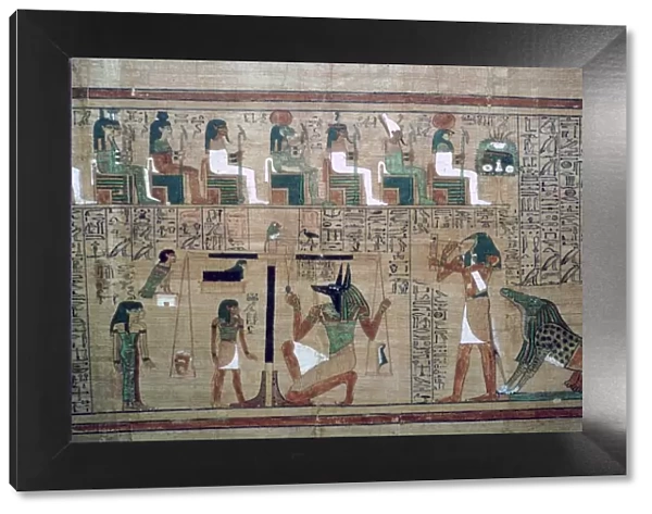 Egyptian papyrus with a depiction of the weighing of the heart