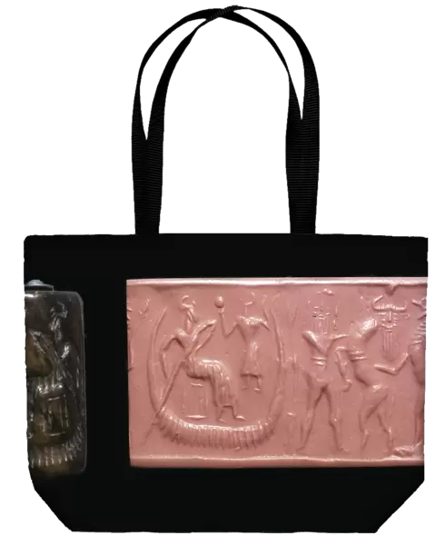 Akkadian cylinder-seal and impression of the flood epic