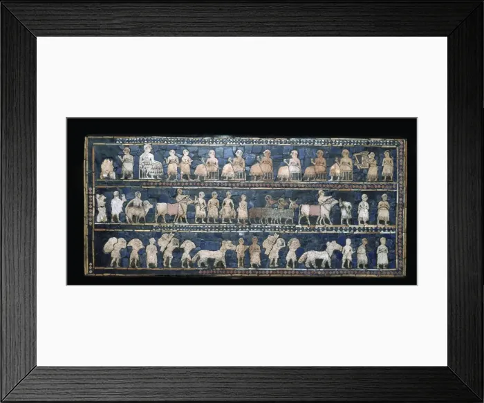 Framed Print : The Peace side of the Standard of Ur, southern Iraq, about 2600-2400 BC Framed Print : The Peace side of the Standard of Ur, southern Iraq, about 2600-2400 BC