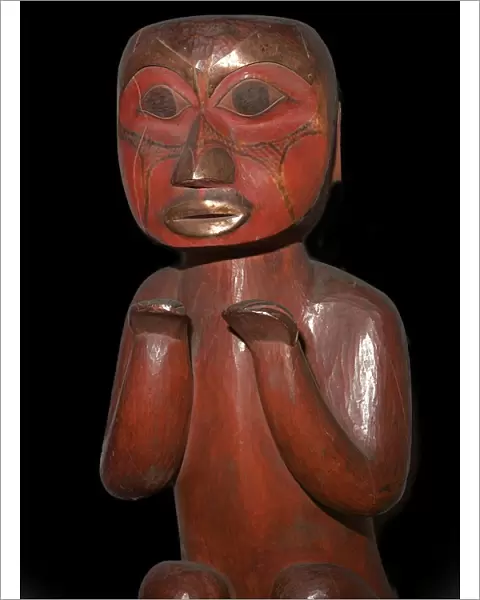 Native American carved wooden figure of a man, 19th century