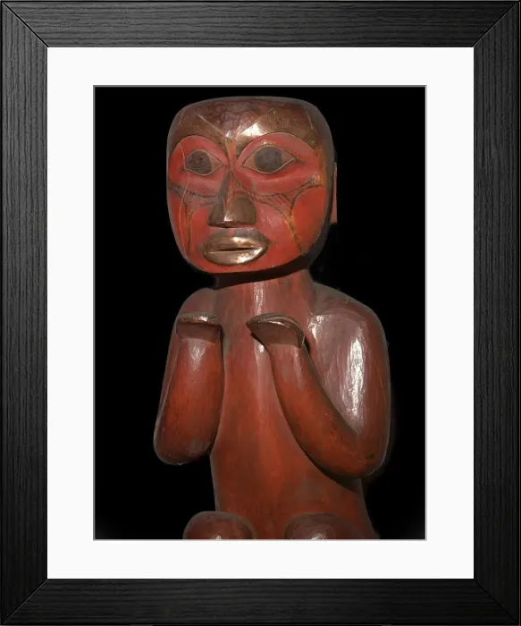 Framed Print : Native American carved wooden figure of a man, 19th century Framed Print : Native American carved wooden figure of a man, 19th century
