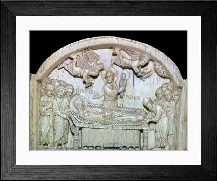 Framed Print : Part of a Byzantine triptych showing the death of the Virgin Mary, 11th century Framed Print : Part of a Byzantine triptych showing the death of the Virgin Mary, 11th century