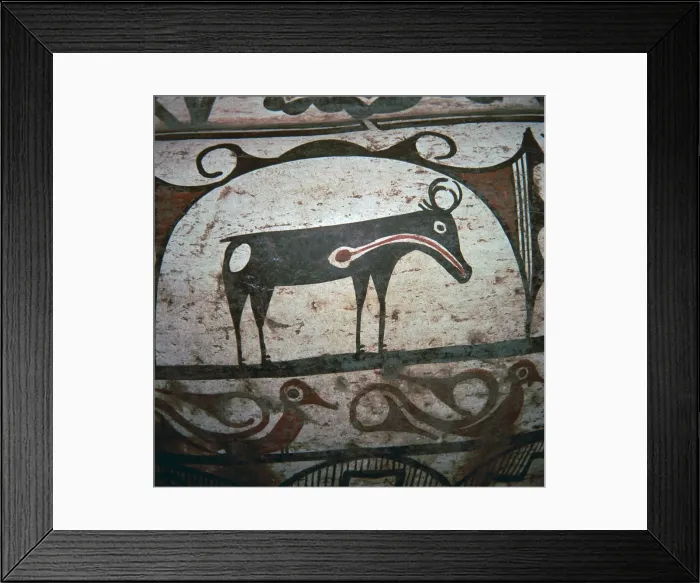 Framed Print : Detail of Zuni tribe Native American hunting magic on pottery Framed Print : Detail of Zuni tribe Native American hunting magic on pottery