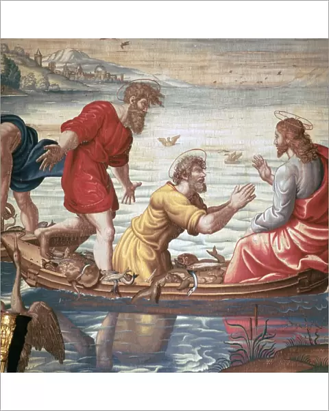 Detail from Mortlakes Tapestries, showing the miraculous draft of fishes, 17th century