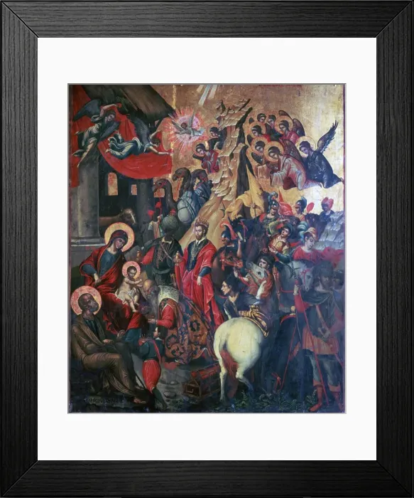 Framed Print : Icon of the Adoration of the Magi, 16th century. Artist: Michael Damaskinos Framed Print : Icon of the Adoration of the Magi, 16th century. Artist: Michael Damaskinos