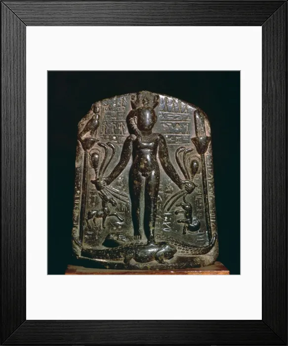 Framed Print : Egyptian stele showing the infant Horus, 4th century Framed Print : Egyptian stele showing the infant Horus, 4th century