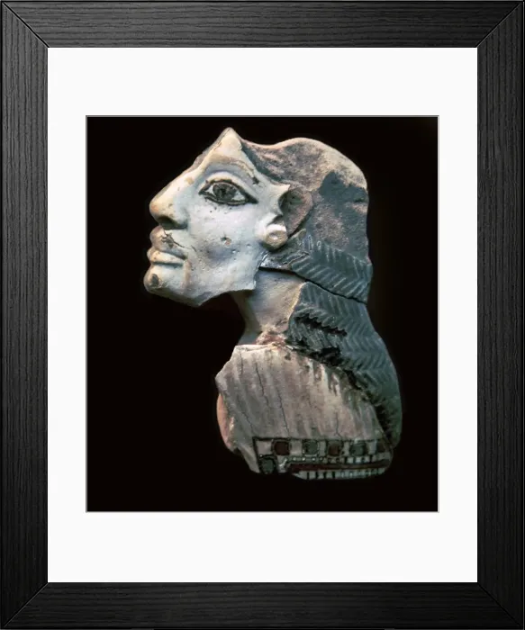 Framed Print : Egyptian glazed relief of a Lybian captive Framed Print : Egyptian glazed relief of a Lybian captive