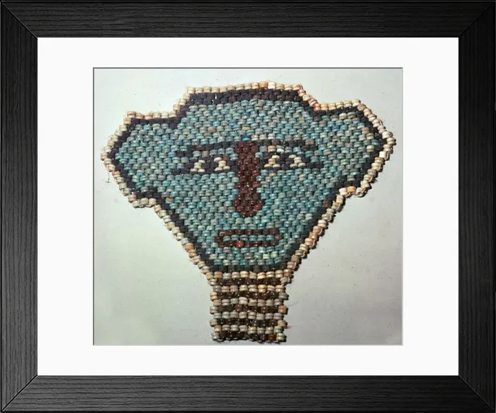 Framed Print : Egyptian beadwork face, 2nd century BC Framed Print : Egyptian beadwork face, 2nd century BC