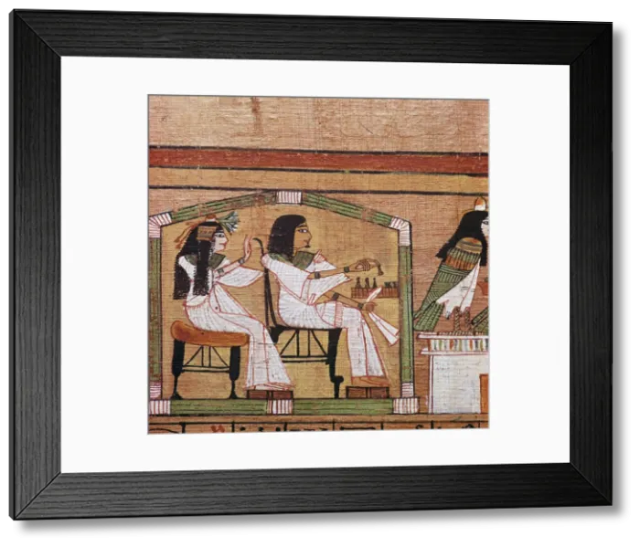 Framed Print : Detail from an Egyptian papyrus showing a game of draughts Framed Print : Detail from an Egyptian papyrus showing a game of draughts
