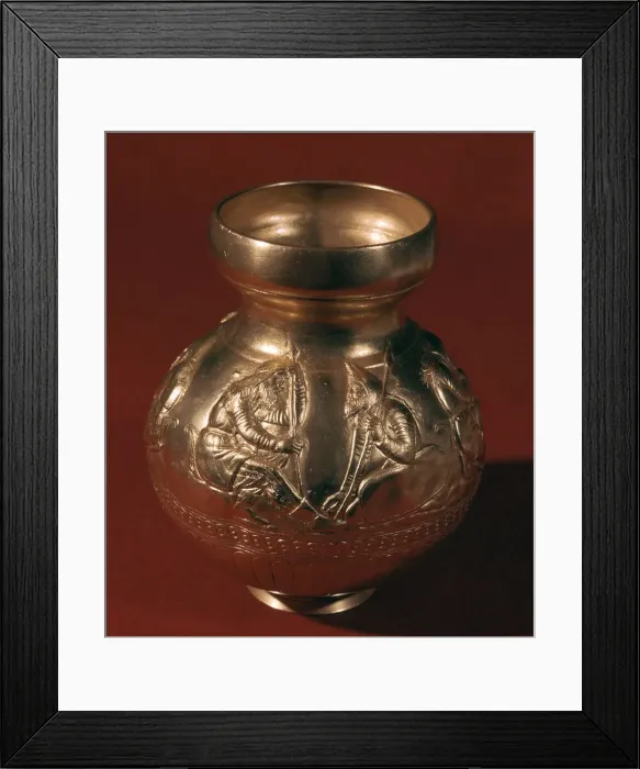 Framed Print : Electrum Graeco-Scythian vase showing Scythian activities, 4th century BC Framed Print : Electrum Graeco-Scythian vase showing Scythian activities, 4th century BC
