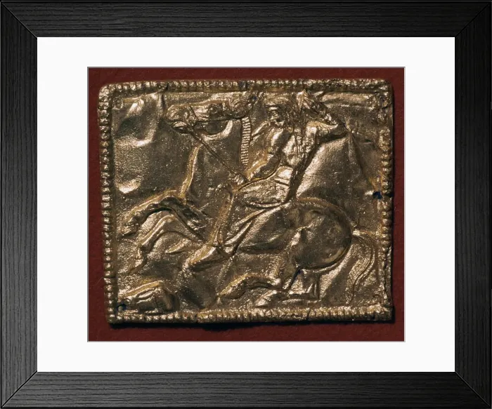 Framed Print : Gold plaque showing a Scythian hunter, 5th century BC Framed Print : Gold plaque showing a Scythian hunter, 5th century BC