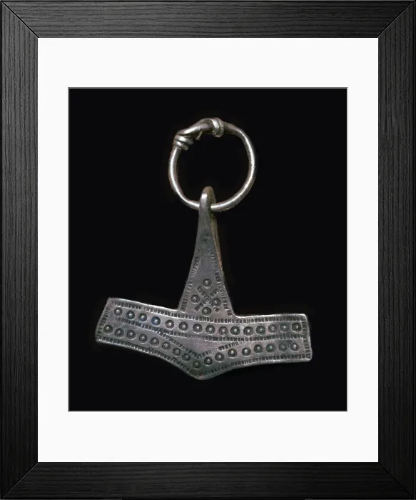 Framed Print : Silver Viking Thors Hammer amulet, 9th century Framed Print : Silver Viking Thors Hammer amulet, 9th century
